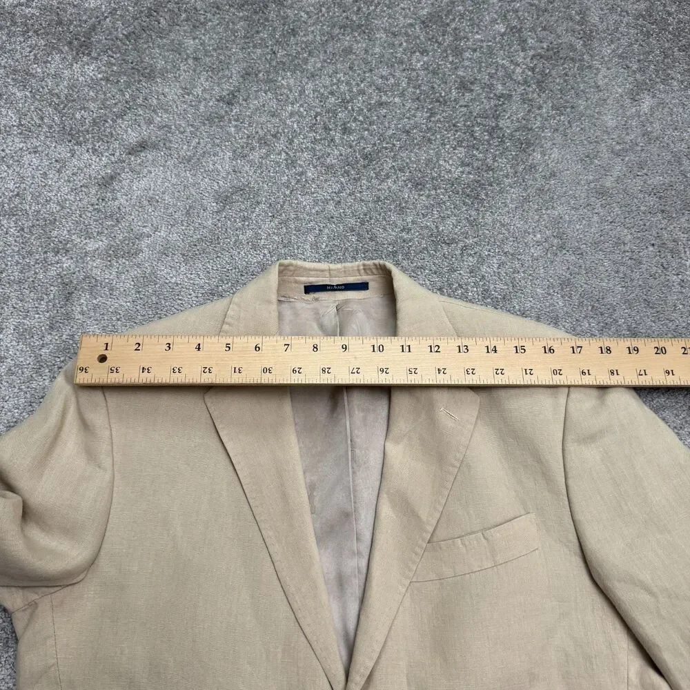Milano Fratelli Ormezzano Two Button Blazer Men 40R Beige 100% Linen Sport Coat